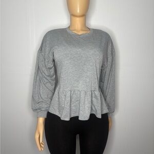 Gypsies & Moondust Light Gray Peplum Sweatshirt